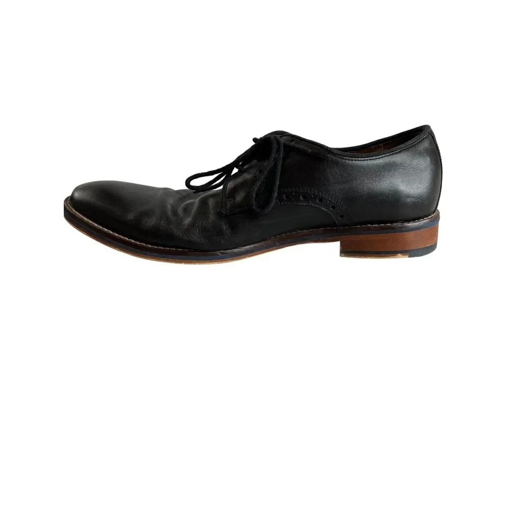 Johnston & Murphy Mens Black Leather Lace-Up Oxford‎ Dress Shoes Sz 8 Dress Work
